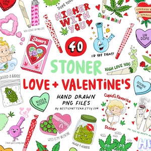 Valentine Stoner PNG Bundle Stoner Girl Clipart Sublimation Cannabis Valentinstag Dateien Liebe Herzen Niedlich Weed 420 Stoner Girl Lustig