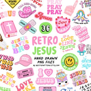 Retro Jesus Bundle, Retro Jesus Png, Jesus PNG Bundle, Jesus Zitate, Christian Bundle, Jesus Sublimationsdateien, Jesus Floral, lustiger Jesus