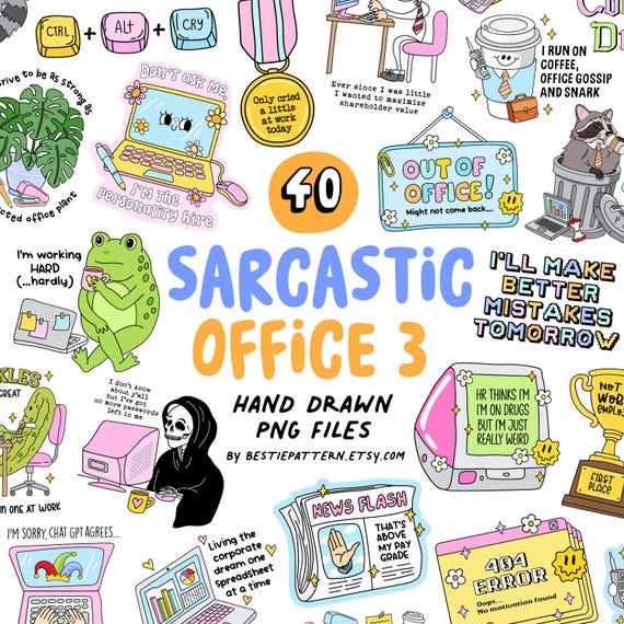Sarcastic Office PNG Bundle Office Clipart Designs stickers sublimation funny bookmark quotes coworker