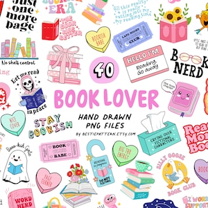 Bookish Lover Bundle, Bookish Bundle, Book Lover Sublimation, Bookish Clipart, Book Lover Clipart, Bookish PNG, Book Quotes, Book Clipart
