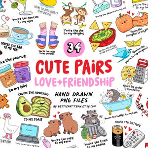 Paires de jeux de mots drôles PNG Sublimation Clipart citations ringardes autocollants drôles fichiers numériques Saint Valentin sarcastique cuisine rétro jeux de mots enfants