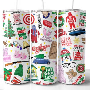 A Christmas Story Tumbler Wrap Design PNG Christmas Seamless Tumbler Wrap Video Sublimation Digital Download 20oz 90s 80s VHS Movie Lamp