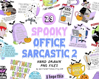 Halloween Office Sarcastic PNG Bundle Snarky Sarcastic Sayings Sublimation Sarcastic Clipart Sticker Funny Spooky Office Coworker Racoon