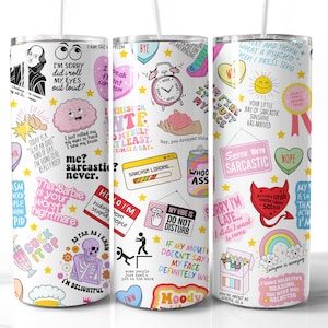 Sarkastischer Tumbler Wrap Design png Nahtloser Tumbler Wrap sarkastische Zitate Lustiger Tumble Sublimation Design Digitaler Download Datei 20 Unzen Tumbler