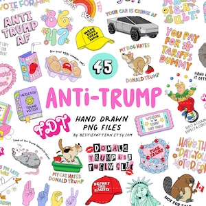 Paquete de archivos PNG anti-Trump Sublimación Clipart Citas Signo Elon Huevos Vance México Racista Ten el día que votaste por el sutil obituario de Trump