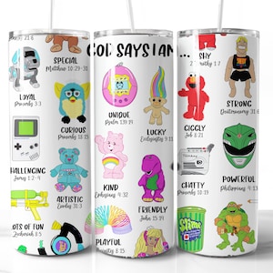 God Says I Am 90s Tumbler Wrap Design PNG 90s Toys Seamless Tumbler Sublimation Digital Download 20oz 90s Tumbler PNG 90s Clipart Cartoon