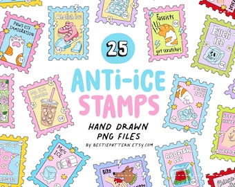 Abolish Ice Stamps PNG Bundle, Anti-Ice postage stamp stickers Clipart, sublimation anti-Trump protests, Chinga la migra, fascism, cat Ice