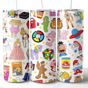 80s Toys Tumbler Wrap Design PNG 80s Seamless Tumbler Wrap 1980s Funny Tumbler Sublimation Digital Download 20oz Tumbler 80s Baby Cartoon