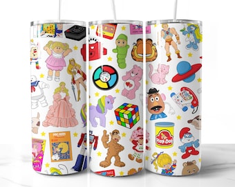80s Toys Tumbler Wrap Design PNG 80s Seamless Tumbler Wrap 1980s Funny Tumbler Sublimation Digital Download 20oz Tumbler 80s Baby Cartoon