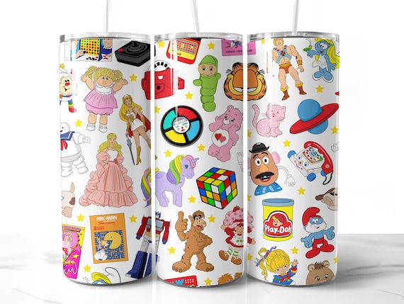 80s Toys Tumbler Wrap Design PNG 80s Seamless Tumbler Wrap 1980s Funny Tumbler Sublimation Digital Download 20oz Tumbler 80s Baby Cartoon