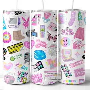 Y2K Tumbler Wrap Design PNG 2000s Seamless Retro Computer 90s Funny Tumbler Sublimation Digital Download File 20oz Quotes Cartoon Seamless