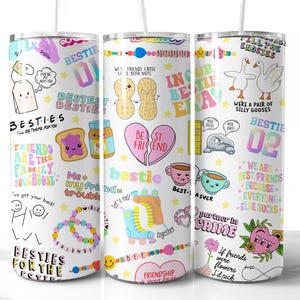 Bestie beker wrap ontwerp PNG beste vriend naadloze beker wrap vriendschap grappige beker sublimatie digitale 20oz beker Bestie tijdperk foto