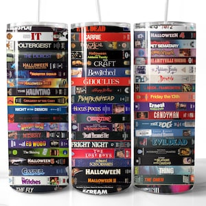 Halloween Movie VHS Tumbler Wrap PNG Horror Movie Horror Characters Sublimation Video Tapes 80s Horror 90s Horror Download 20oz Retro Horror