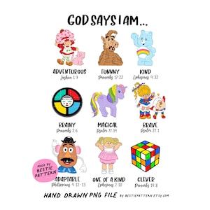 God Says I Am 80s PNG 80s Clipart 80s Toys Bundle Clipart Sublimation File designs 80s Friends Funny PNG for T Shirt Vintage Shirt Retro