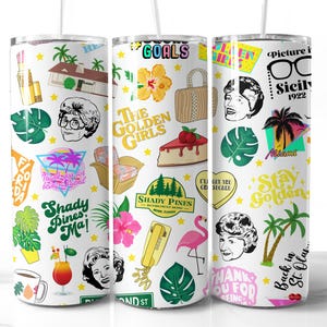 Golden Girls Tumbler Wrap Design PNG 80s Seamless Tumbler Wrap Golden Girls Funny Tumbler Sublimation Digital Download File 20oz Tumbler