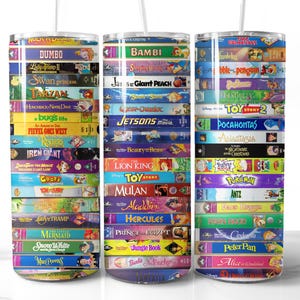 Film d'animation des années 90 VHS design d'emballage de gobelet PNG des années 90 sans couture gobelet Wrap gobelet vidéo des années 90 sublimation téléchargement numérique 20 oz dessin animé des années 90