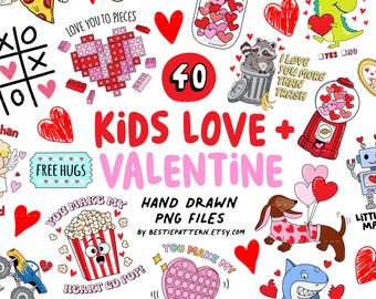Kids Valentine Puns Bundle PNG Sublimation Clipart Corny Quotes Funny Baby Digital Files Valentines Day Retro Set Dinosaur Dino Steal Hearts