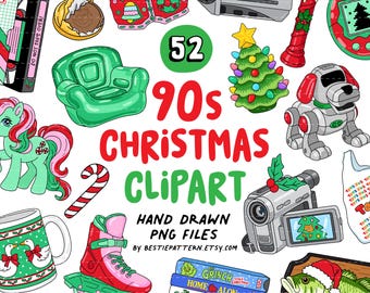 90s Christmas PNG bundle, Nostalgia clipart and digital files for stickers, holiday season hand drawn sublimation, It was merrier in the 90s