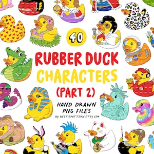 Rubber Duck Characters PNG Bundle, cruise ship, clipart stickers, classroom Sublimation Kids Games Magnet, Fish Extender gifts pixie dust