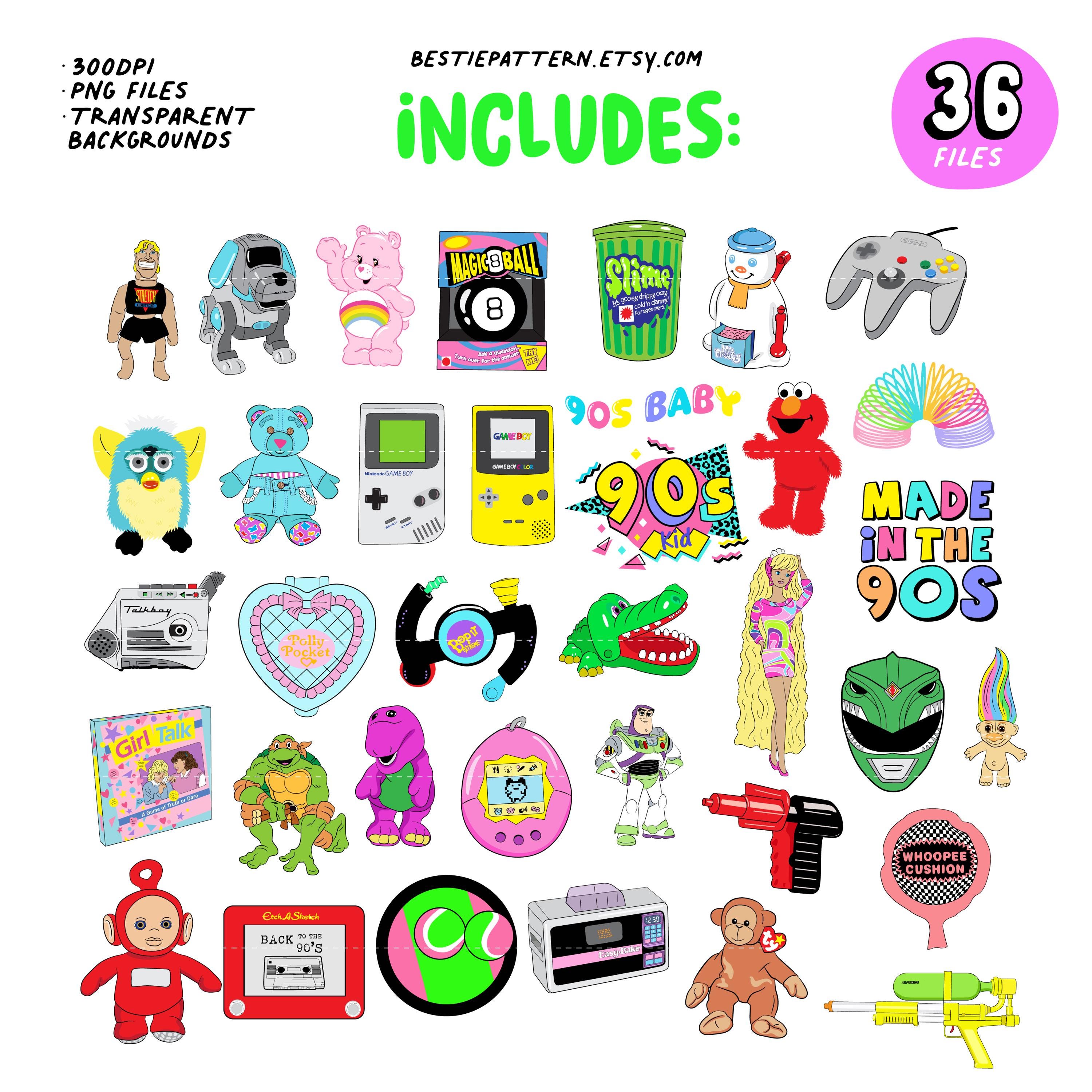 90s Toys Bundle, 90s Sublimation Designs, 90s Clipart, 90s Toys