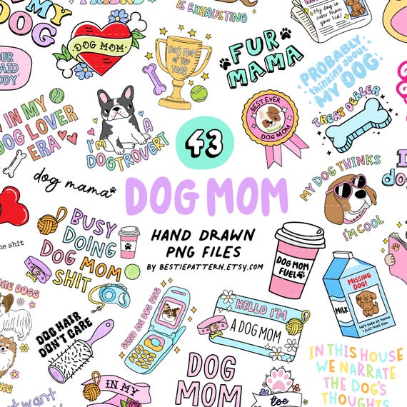 Dog Mom PNG Bundle Dog Mama Sublimation Clipart Lover Quotes Funny Stickers T Shirt Tarot Card Dog Mum Dog Mom Era Fur Mama Dogtrovert