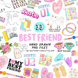 Paquete de mejores amigas, diseños de sublimación de mejores amigas, clipart de mejores amigas, clipart de mejores amigas, PNG de mejores amigas, citas de amistad, paquete de amistad