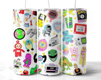 90s Toys Tumbler Wrap Design PNG 90s Seamless Tumbler Wrap 1990s Funny Tumbler Sublimation Digital Download 20oz Tumbler 90s Baby Cartoon