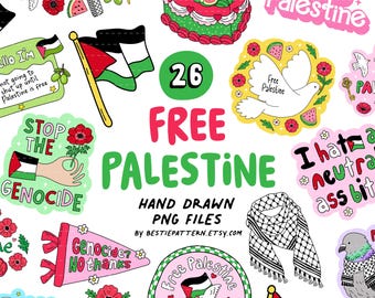Free Palestine PNG bundle, clipart and digital files stickers and sublimation, poppy, flag
