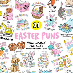 Páscoa Trocadilhos PNG Pacote Páscoa Sublimação Clipart Trocadilhos Citações Adesivos Engraçados Arquivos Digitais Páscoa Crianças Retro Cesta Coelhinho Da Páscoa Para Imprimir