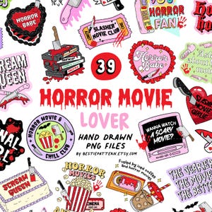 Horror Movie PNG Bundle Horror Girlie Sticker Sublimation Horror Lover Cute Halloween Funny Horror VHS Horror Movie PNG Pack Final Girl