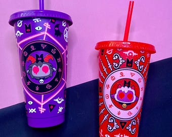 Indie game Cult of The Lamb Hollow Knight Customizable Heat Change Hot Cold Coffee Tumbler