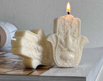 Hamsa Hand Soy Wax Candle | Natural Handmade | Evil Eye | Protection | Yoga
