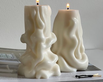 Irregular Abstract Wobble Candle Pair | Natural Soy Wax | Set of Two