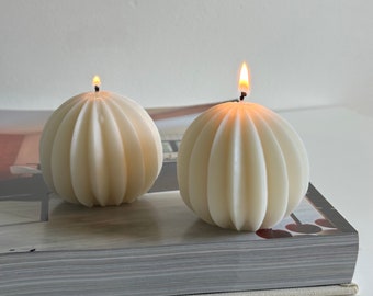 Christmas Bauble Candle | Swirl Stripe Spherical Candle | Gift Set | Table Home Decor |