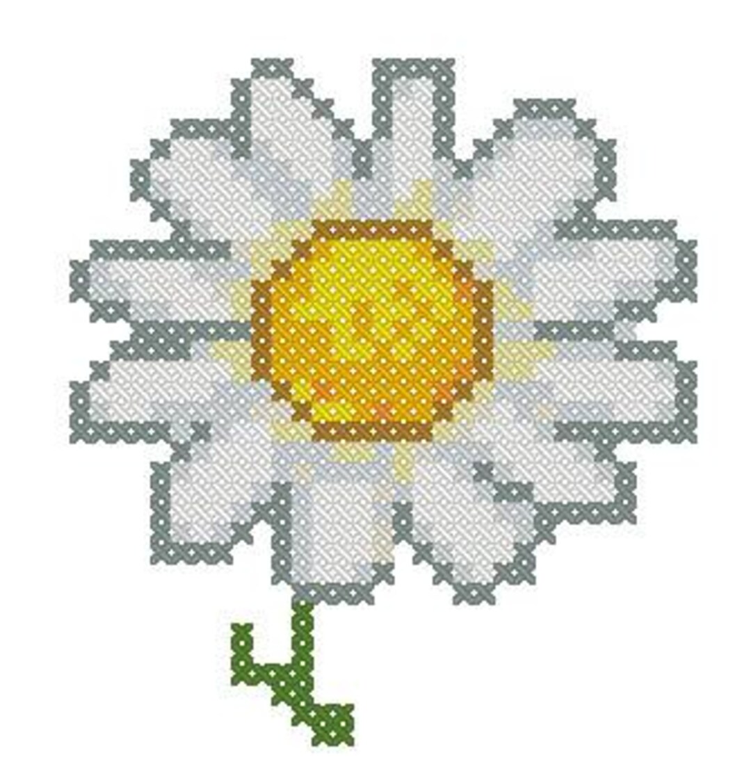 Mini Daisy Cross Stitch Pattern | Small Floral Embroidery Design ...