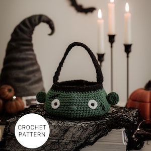 Frankenstein Basket Crochet Pattern – Digital PDF | Halloween Crochet Project | English - US Terms