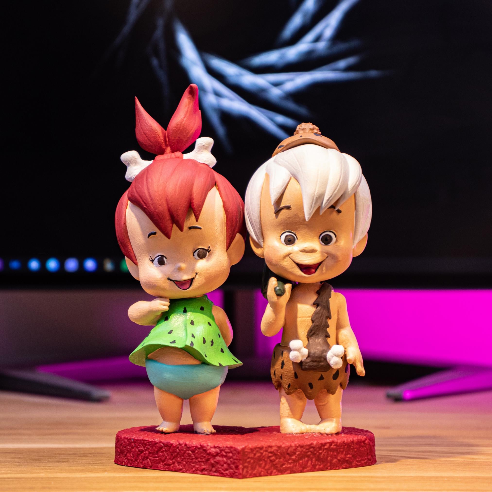 ロンイングリッシュ　Flintstones BAMM BAMM ソフビ Pebbles & Bamm-bamm Resin Statue: Flintstones Collectible, 3D