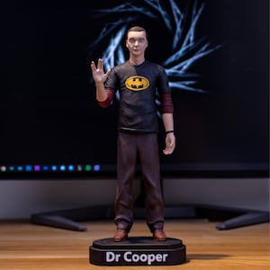 Statue en résine Sheldon Cooper 20 cm, La théorie du Big Bang, Cadeau d'anniversaire, Objet de collection, Imprimé en 3D, Peinture faite main, Grande qualité