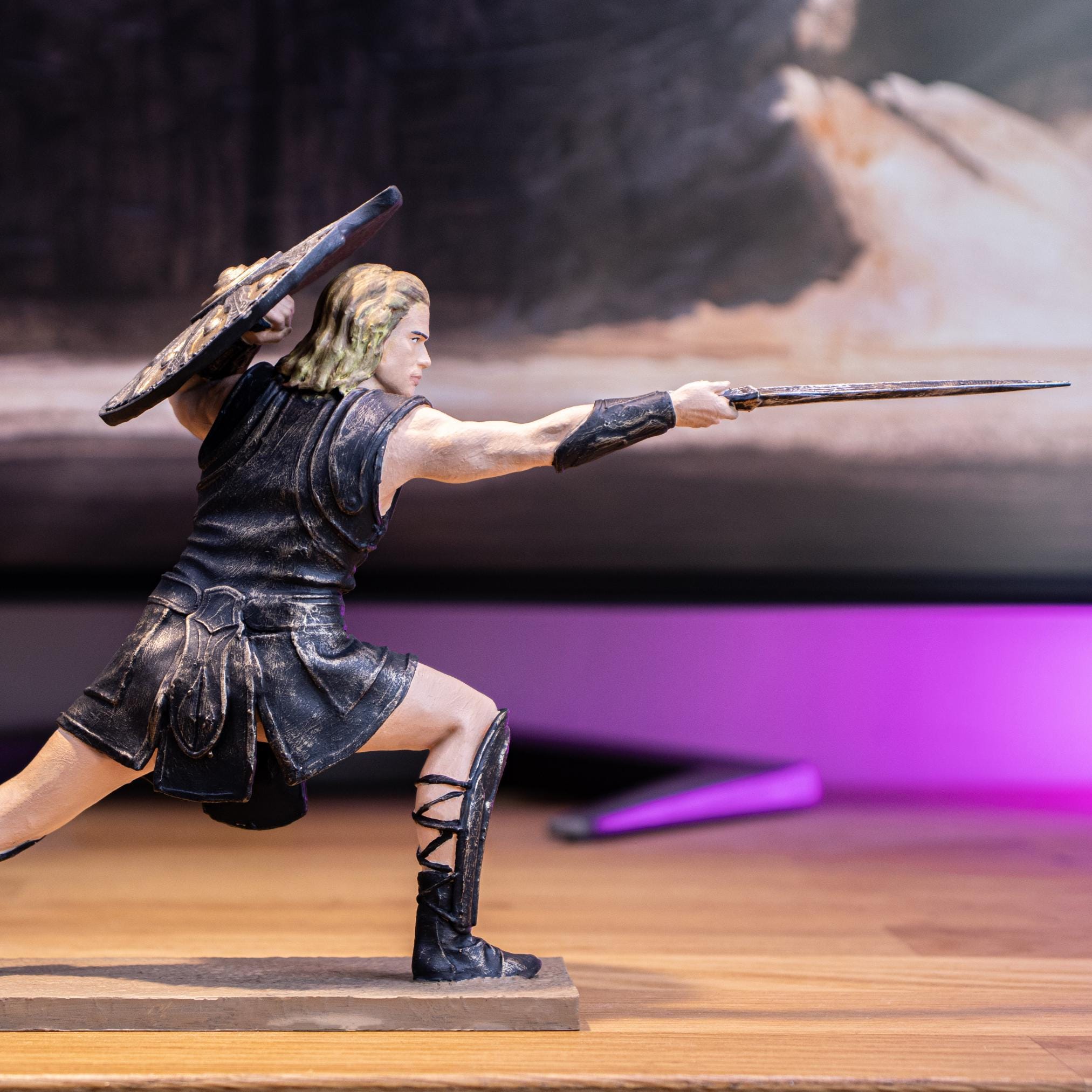 Troy Achilles Resin Statue: 3D Printed, Handmade Painting