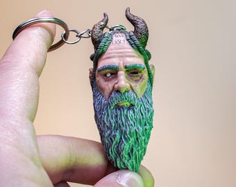 Mimir 2.95&#39;&#39; Resin Keychain ,God Of War , Handmade painting, Gift for him, Collectible Item, Birthday Gift, 3D Printed, Great Quality