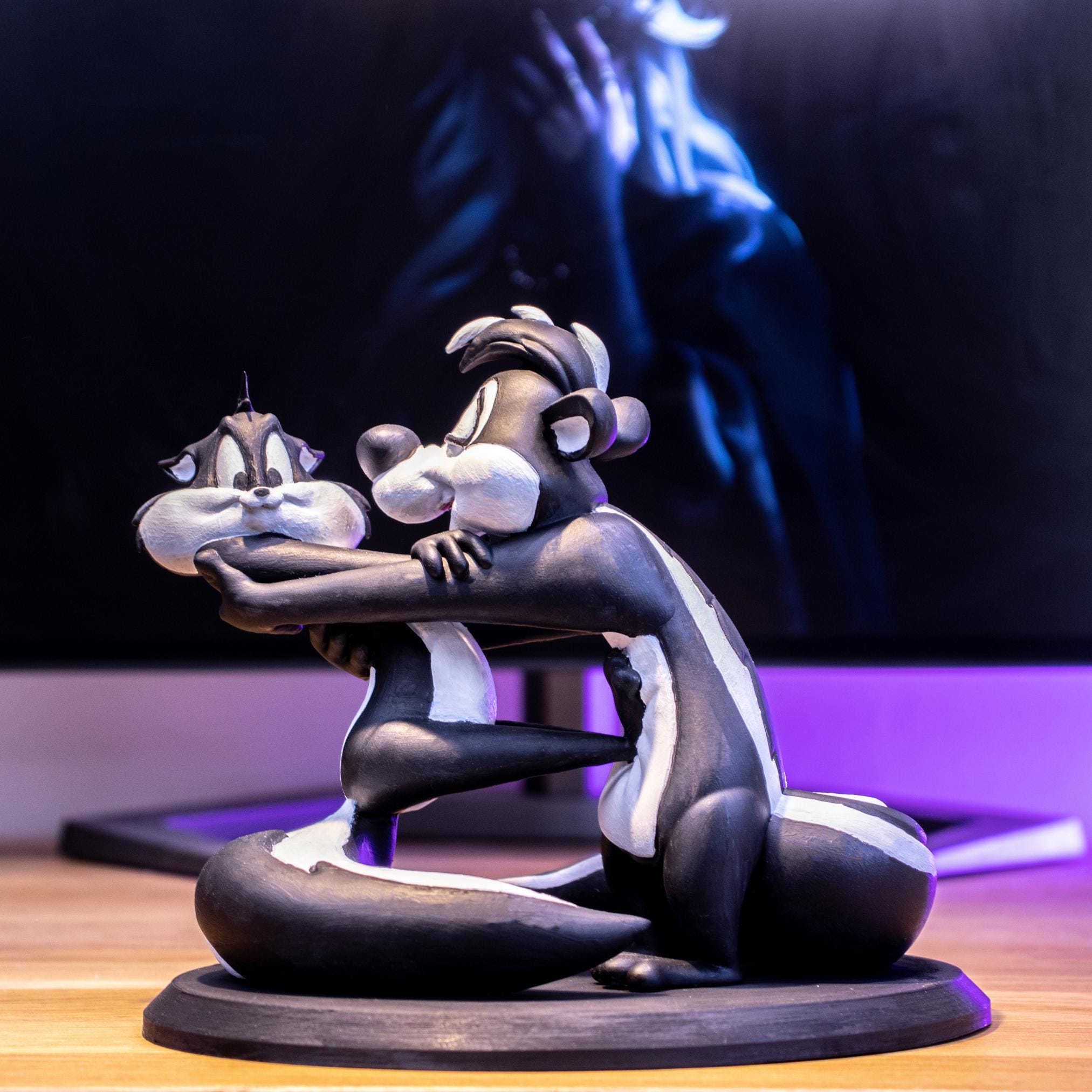 Pepe Le Pew Resin Statue: 3D Printed, Handmade Painting, Looney
