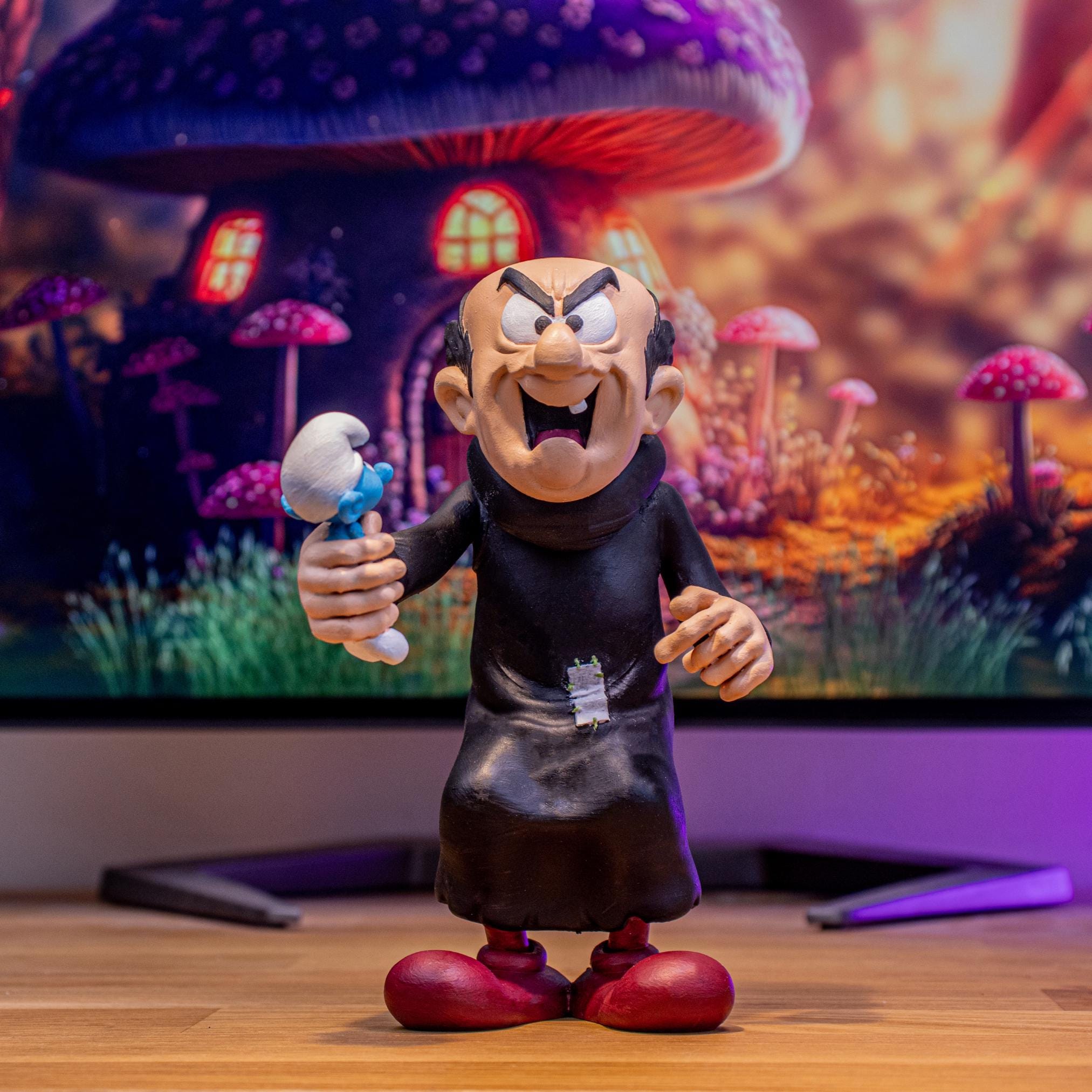 Gargamel Resin Statue: 3D Printed, Handmade Painting, Smurfs
