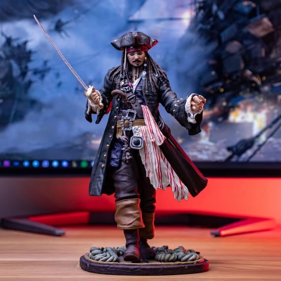 Jack Sparrow Resin Statue: Pirates of the Caribbean, 3D Printed