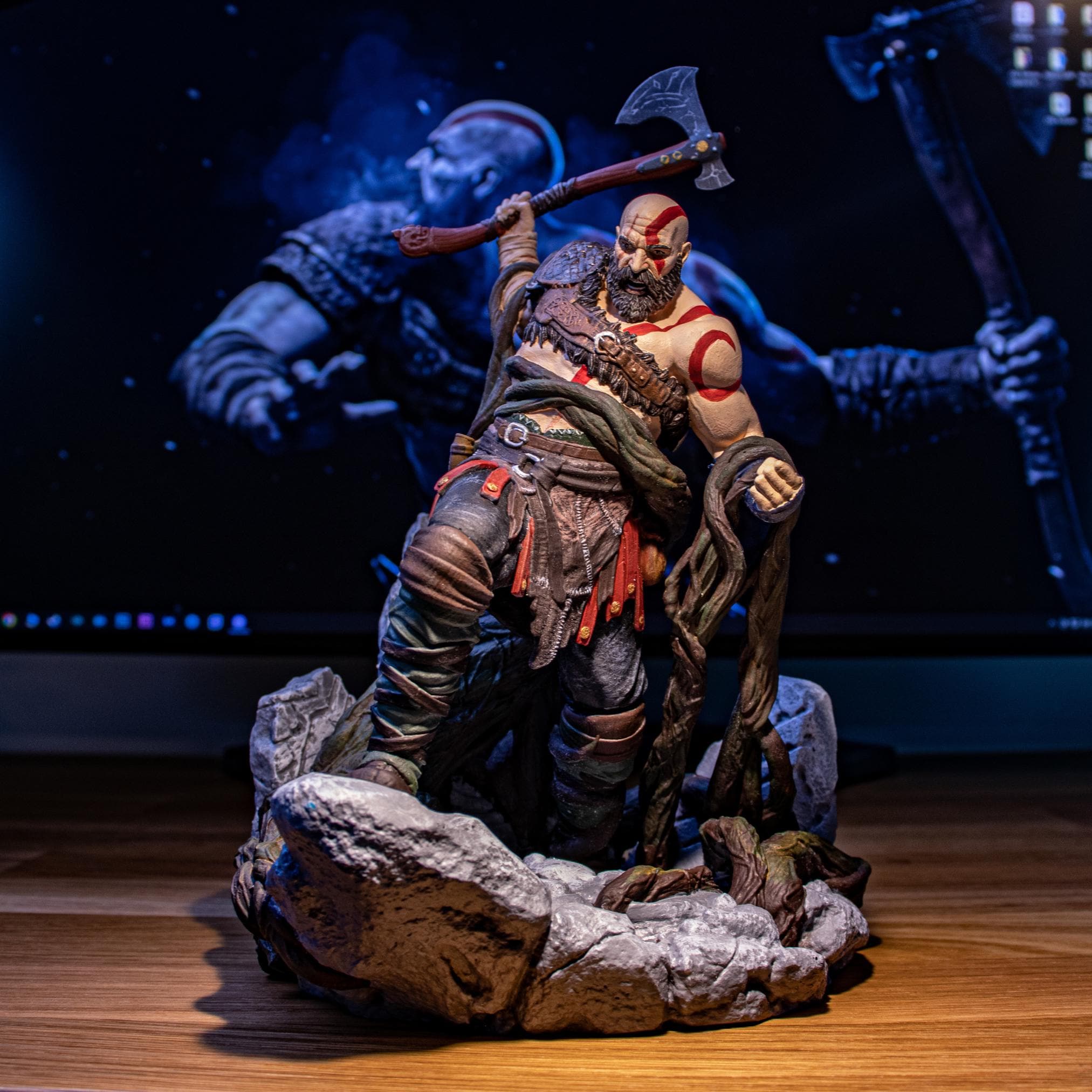 God of War Kratos Resin Statue - Handmade Painted Collectible (8.7