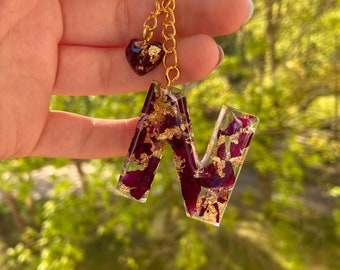 ★BLACKPURPLE★ Eternal Love Keyring Eternal Love KeyringBro Epoxy Resin Keychain With Heart Pendant and Dried Roses