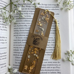 Epoxy resin bookmark, bookmark with dried gypsophila flowers, original gift, gift for a reader