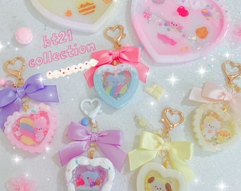Bts Bt21 Sweetie Collection Keychains and Jewelry Trays | Kawaii Kpop Characters Bag Charms, Shaker Keychain Accessories
