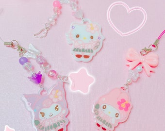 Cute Melody, Kuro, Kitty Pink School Uniform Deco Jewelry   Phone Charms