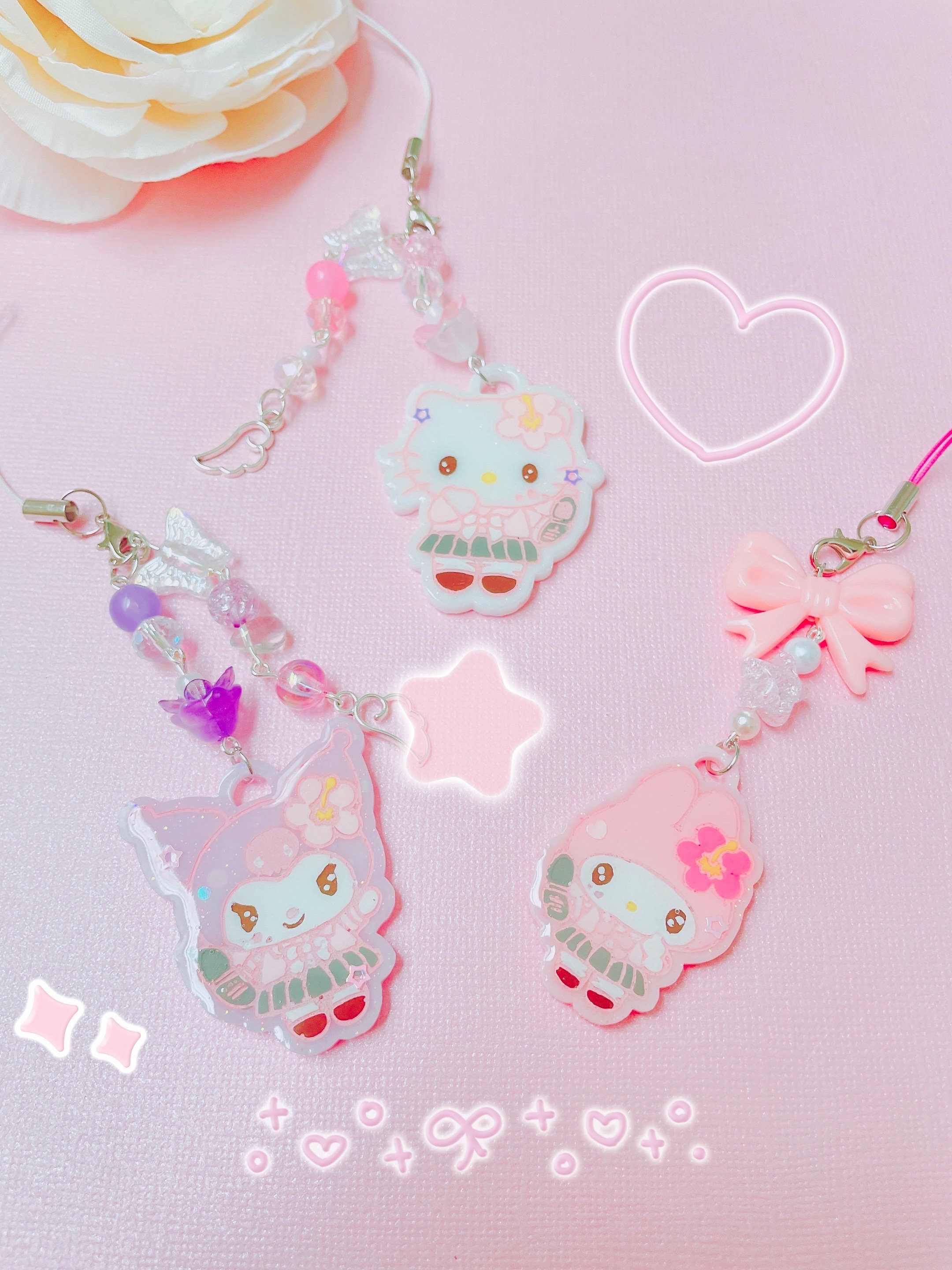 Cute Melody, Kuro, Kitty Pink School Uniform Deco Jewelry   Phone Charms