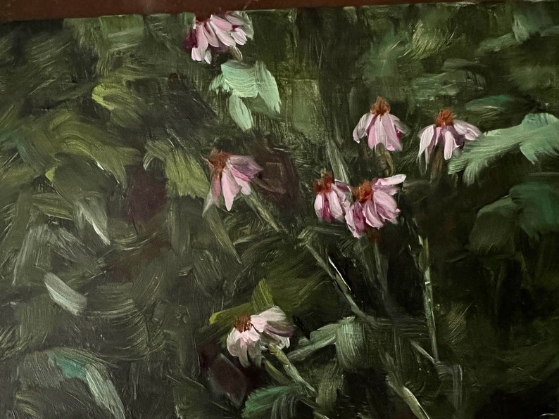 Original Chickens & Flowers Oil Painting on Gesso Board A Etsy